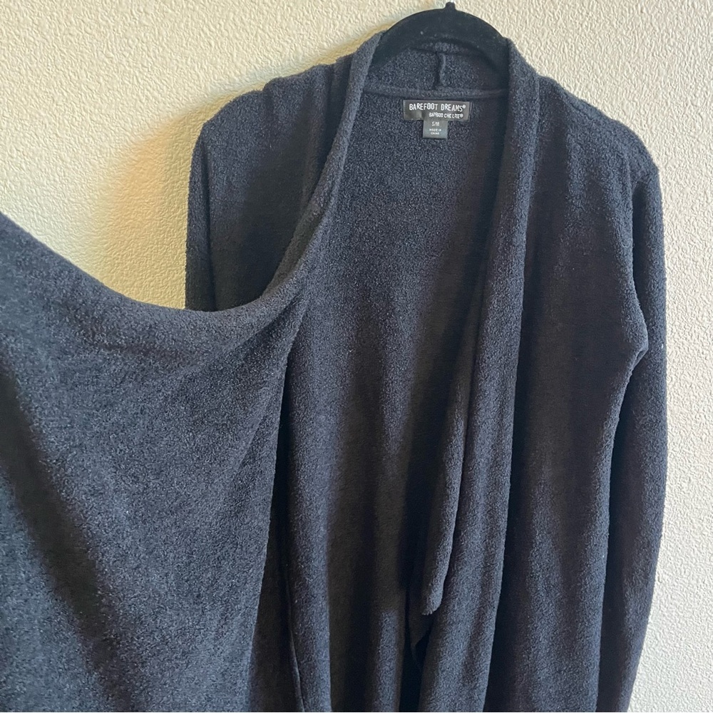 BAREFOOT DREAMS Bamboo Chic Lite Calypso Wrap Cardigan Black S/M - Picture 3 of 7